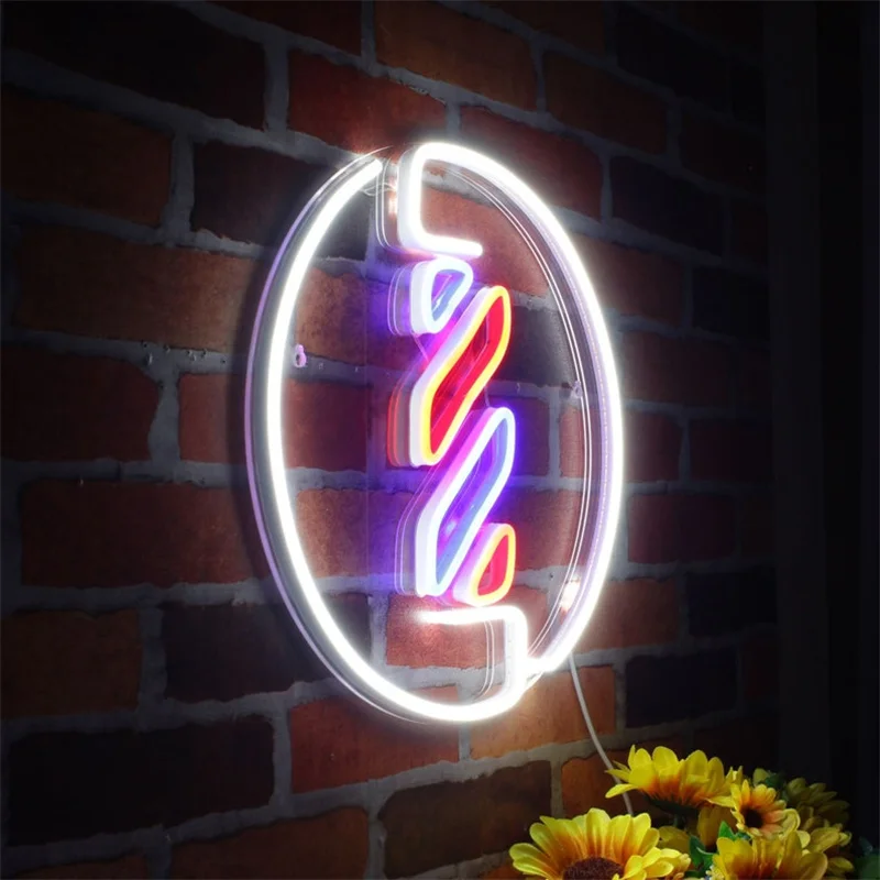 Barber Poles Neon Sign LED Light Party Club Restaurant Shop Bar Home Lamp USB Powered Atmospheric Wall Decor Gift