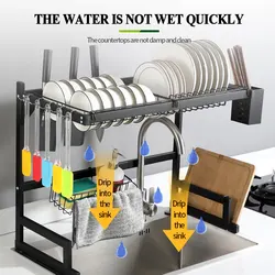 New Products Kitchen Standing Over The Sink Storage Organizer Two Tiers  Iron Of Dish Drainer Drying Racks