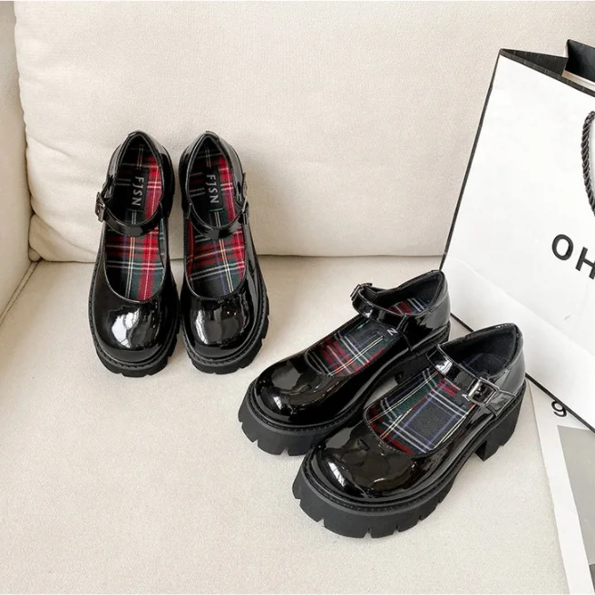 2022 Small Size 31-43 Preppy Style Girls Fancy Mary Jane Shoes Uniform Temptation Retro Granny Chic Cute Women Chunky Heel Shoes