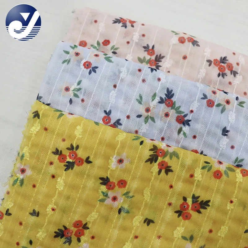 Soft White Cotton Jacquard Fine Woven Polyester Cotton Embroidery Jacquard Fabric For Dress