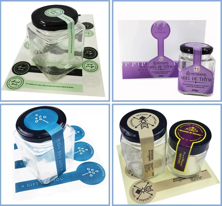 Custom Self Adhesive Waterproof Glossy Storage Food Bottle Packaging Seal Kraft Paper Adhesive Sticker Labels
