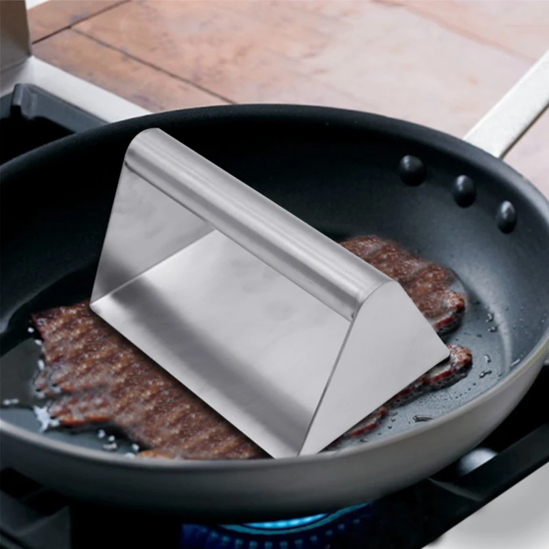 High quality BBQ kitchen grill tools stainless steel rectangle flat meat press