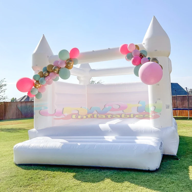 Commercial kids party bouncer jump bouncing castle bouncy house inflatable white combo bounce with slide