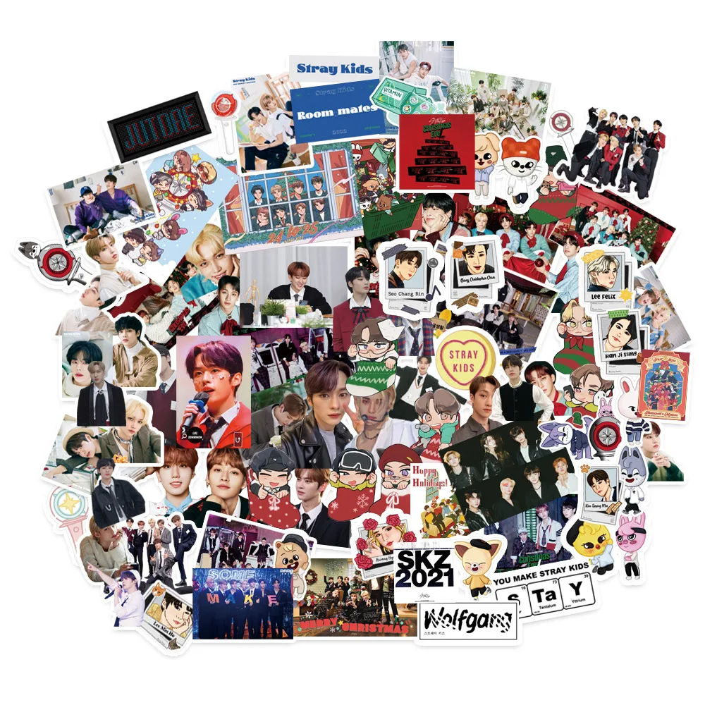 90Pcs/Set Kpop Stray Kids Stickers New Team Stickers For Refrigerator Car Helmet DIY Gift Box Guitar Luggage Stickers