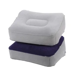 Grey and Blue color inflatable Travel Foot Rest Pillow Footrest Cushion for Travel home and office leg rest