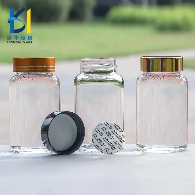 Wholesale Pill Bottles Glass 100ml Glass Bottle Supplement Bottle For 60 Capsules