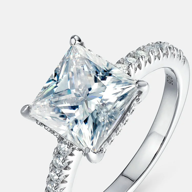 Factory Price Vintage 925 Silver Jewelry Princess Square Cut Diamond Wedding Ring 3Carat Engagement Moissanite Ring