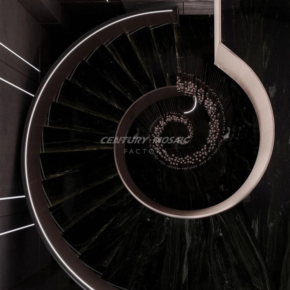 Centurymosaic Custom Modern Marble Staircase Designs Home Stair Natural Stone Round Spiral Staircase Indoor