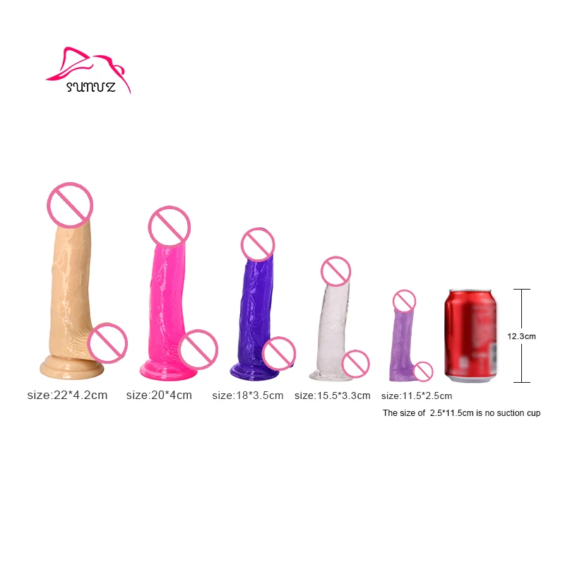 Sunfoo Free Sample Huge Dildo Realistic Penis Crystal Strong Suction Cup Different Inch Dildos for Women