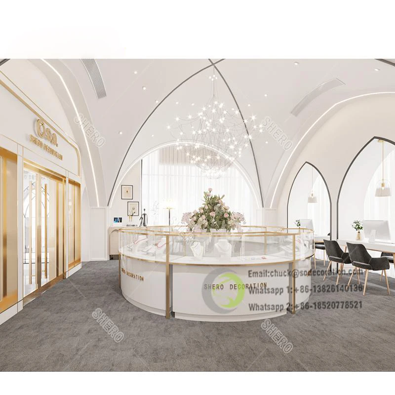 Custom Modern Jewelry Shop Mall Kiosk Interior Ideas Jewelry Display Showcase Custom Jewelry Wooden Shop Counter Cabinet Design