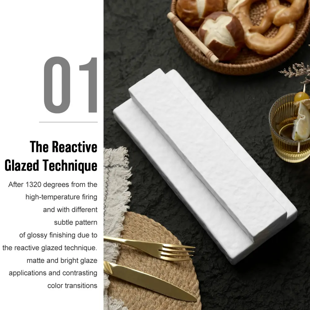 Factory Wholesale Stone Grain Matte White Ceramic Porcelain Square Sushi Dinner Charger Plates And Dishes Set For Restaurant