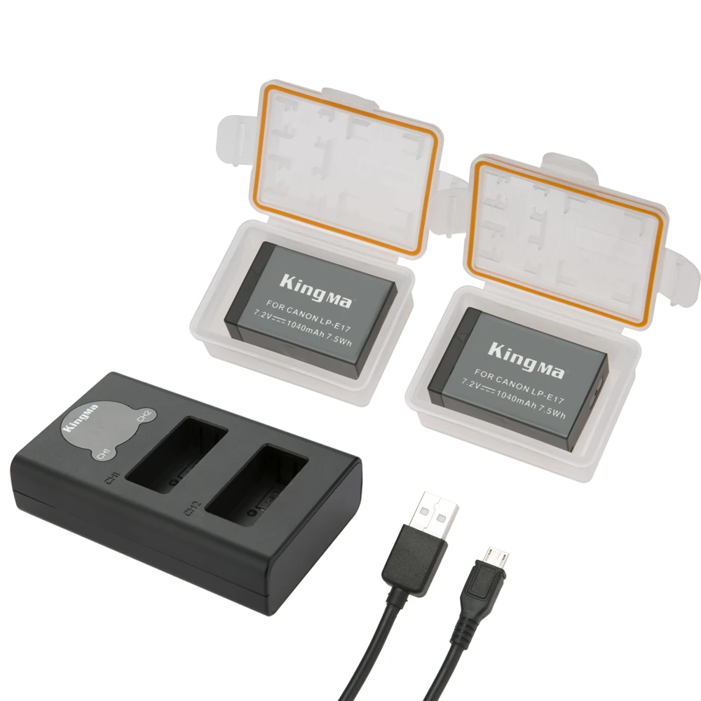KingMa LP-E17 батарея и ЖК-дисплей Dual USB Автомобильное зарядное устройство для Canon LP E17 EOS M3 M5 M6 77D 200D 750D 760D