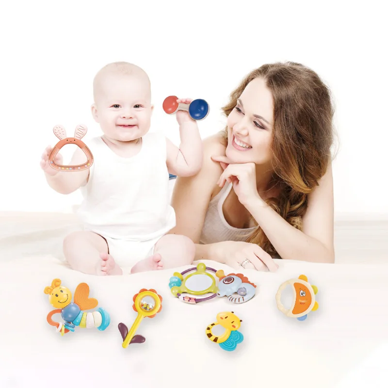 Для новорожденных Обучающие мягкий силиконовый Прорезыватель для зубов для новорожденных Детское Зубное подарочный набор сенсорные игрушка-погремушка для малышей