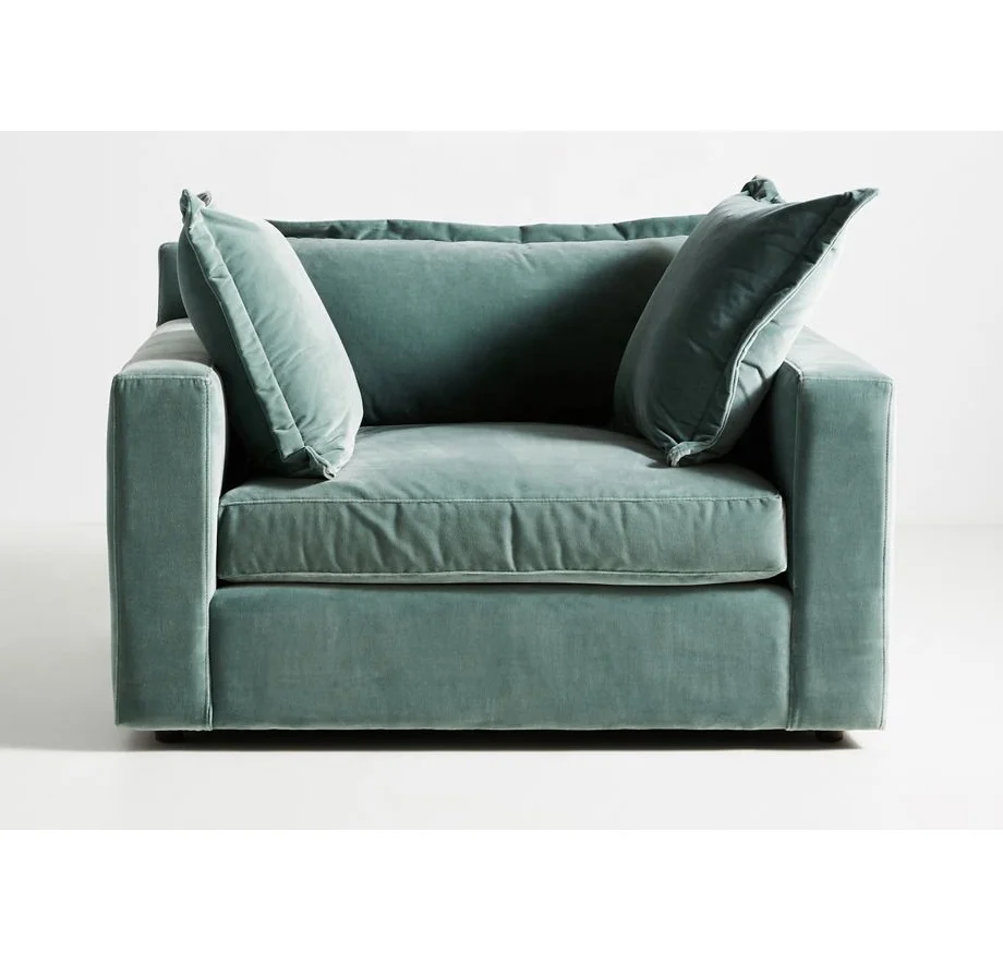 Modern Green Tufted Velvet Over Sized Luxury Single Sofa Armchair Living Room Furniture Accent Chair