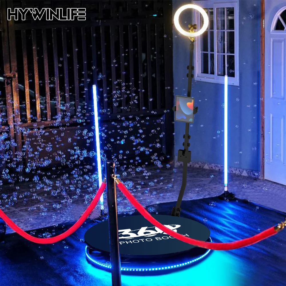 motorized aluminium 360 degree selfie booth 360 photo booth rotating machine selfie automatic  portable for party wedding camera