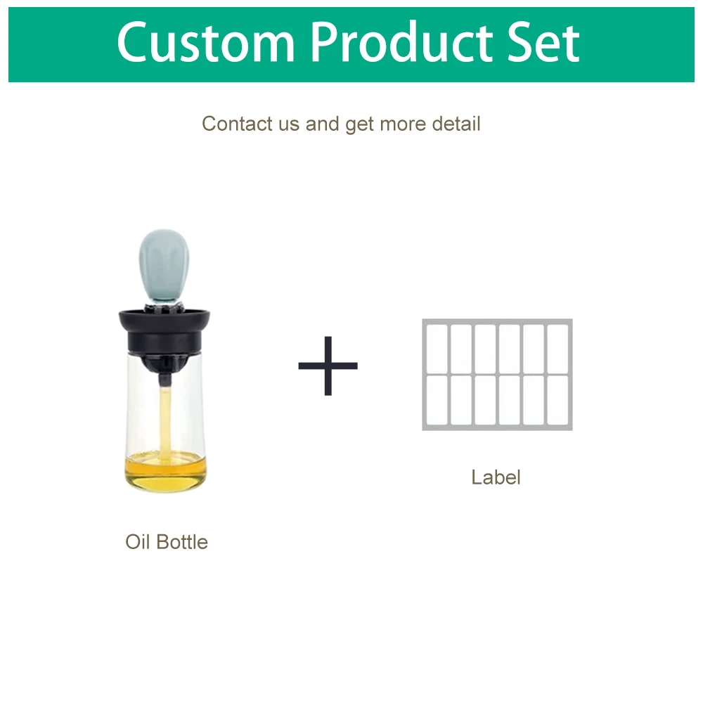 2 In 1 Glass Olive Oil Dispenser Bottle with Silicone Brush For Kitchen