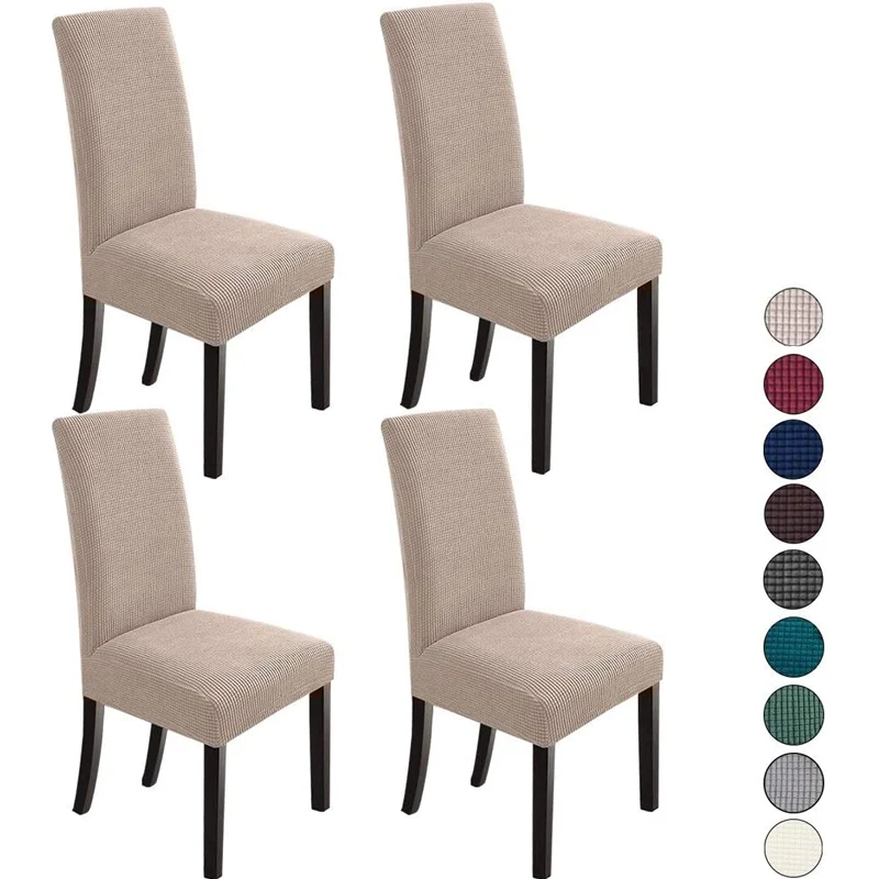 Soft and easy to clean household conjoined dining chair cover Fabric Chair Cover Set of 4 Flannel dining chair cover
