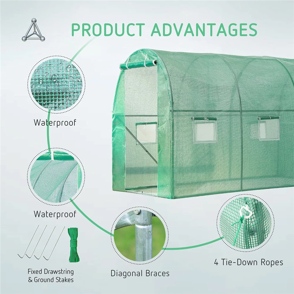 Polytunnel  Outdoor Tunnel Greenhouse Green House Growing Tent Walk-In Tunnel Garden Plant Growing Hot House