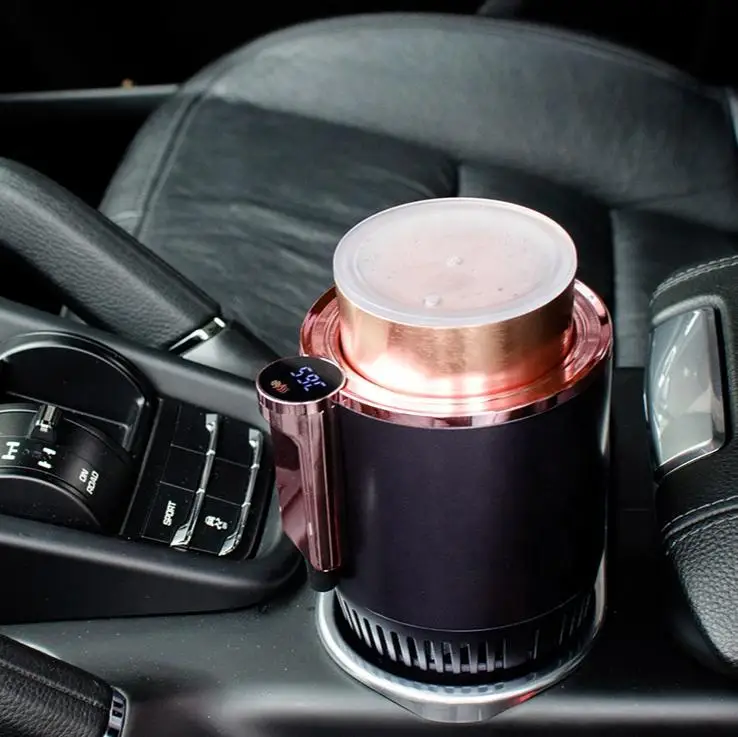 2-in-1 Auto Cooling And Heating Cup Holder Portable Smart Car Cup Drinks Holder For Water Coffee Milk With Display Temperature