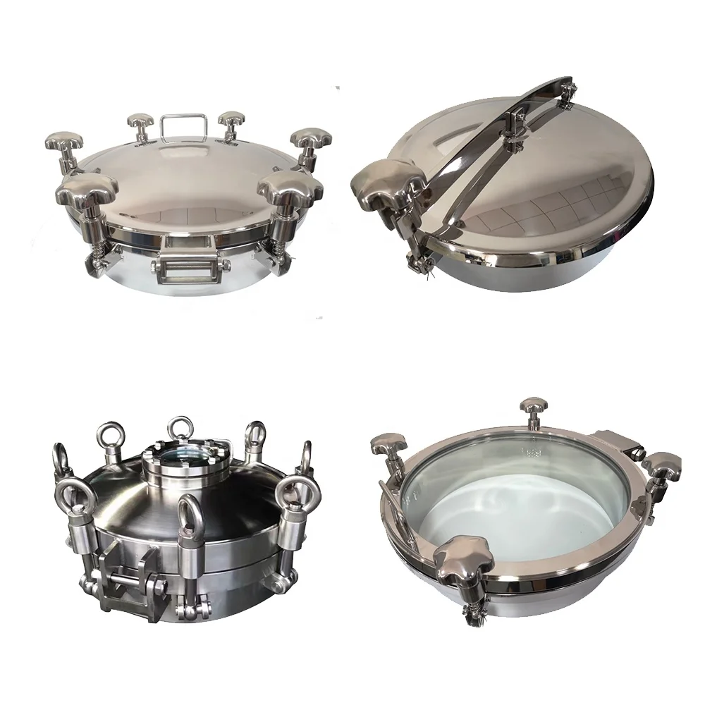 Hygienic round non pressure ss ss316 304 inox dairy stainless steel tank hatch manhole cover
