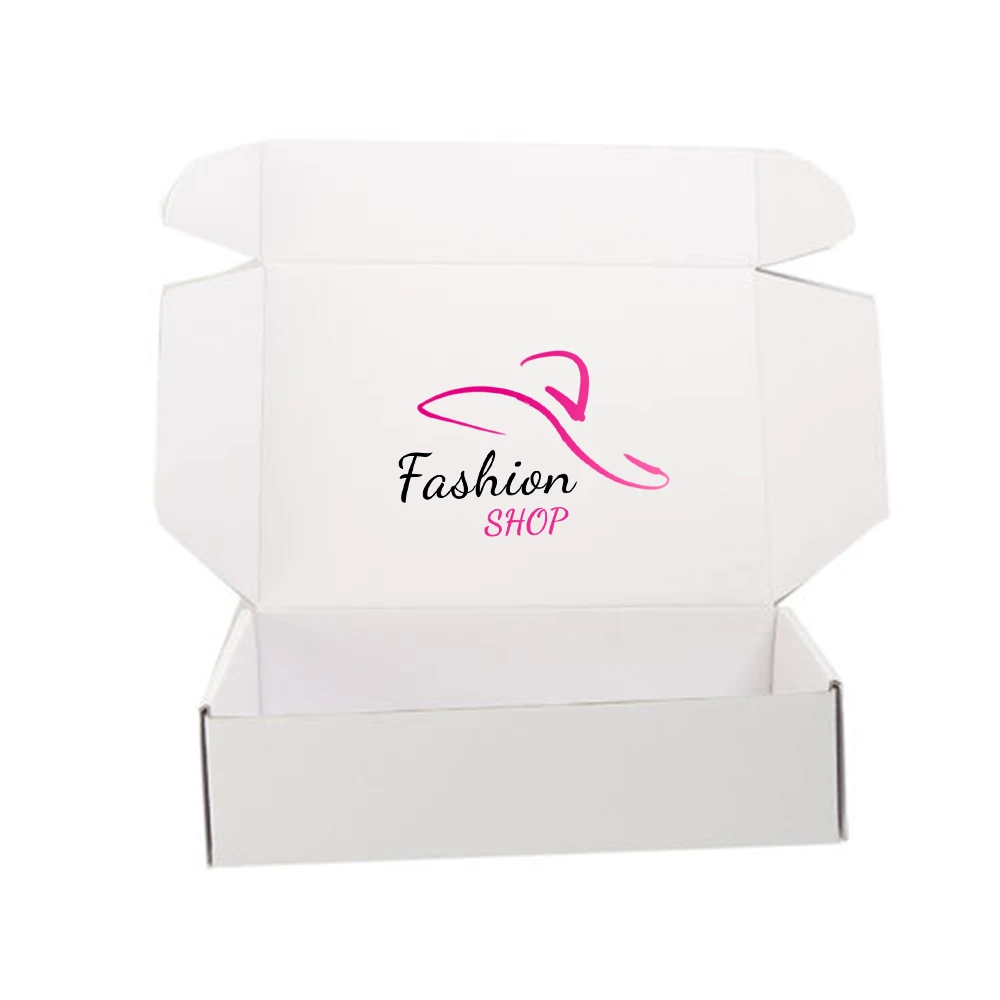 custom corrugated shipping mailers printing boxes logo packaging postal white printed with ribbon mailer box