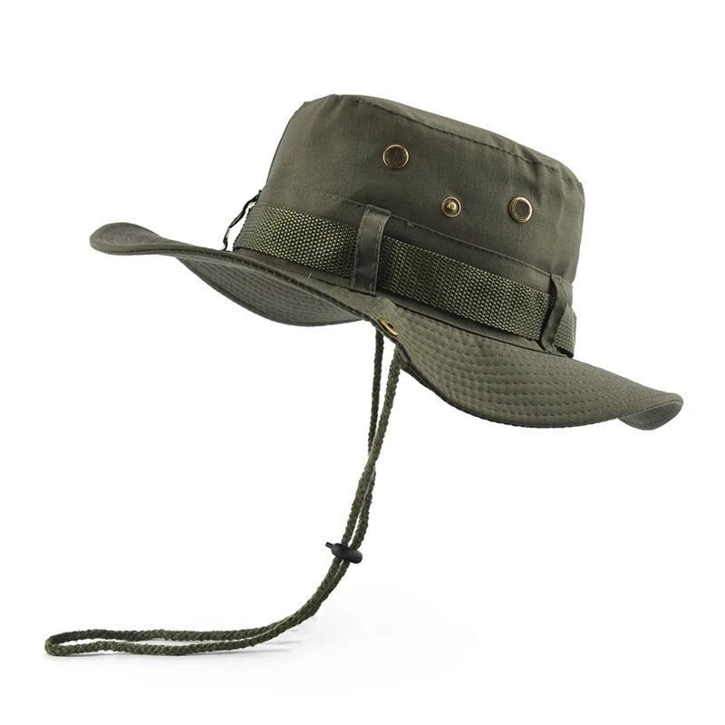 Custom Bucket Hat Summer Men Boonie Hats Outdoor Hunting Hiking Fishing Climbing Foldable Sun Protection Fisherman Panama Cap