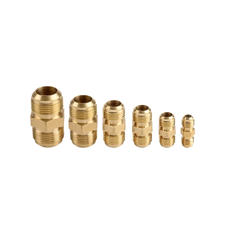 Refrigerator spare parts 1/4 3/8 1/2 5/8 3/4 inch  brass copper fitting flare union or tube connector