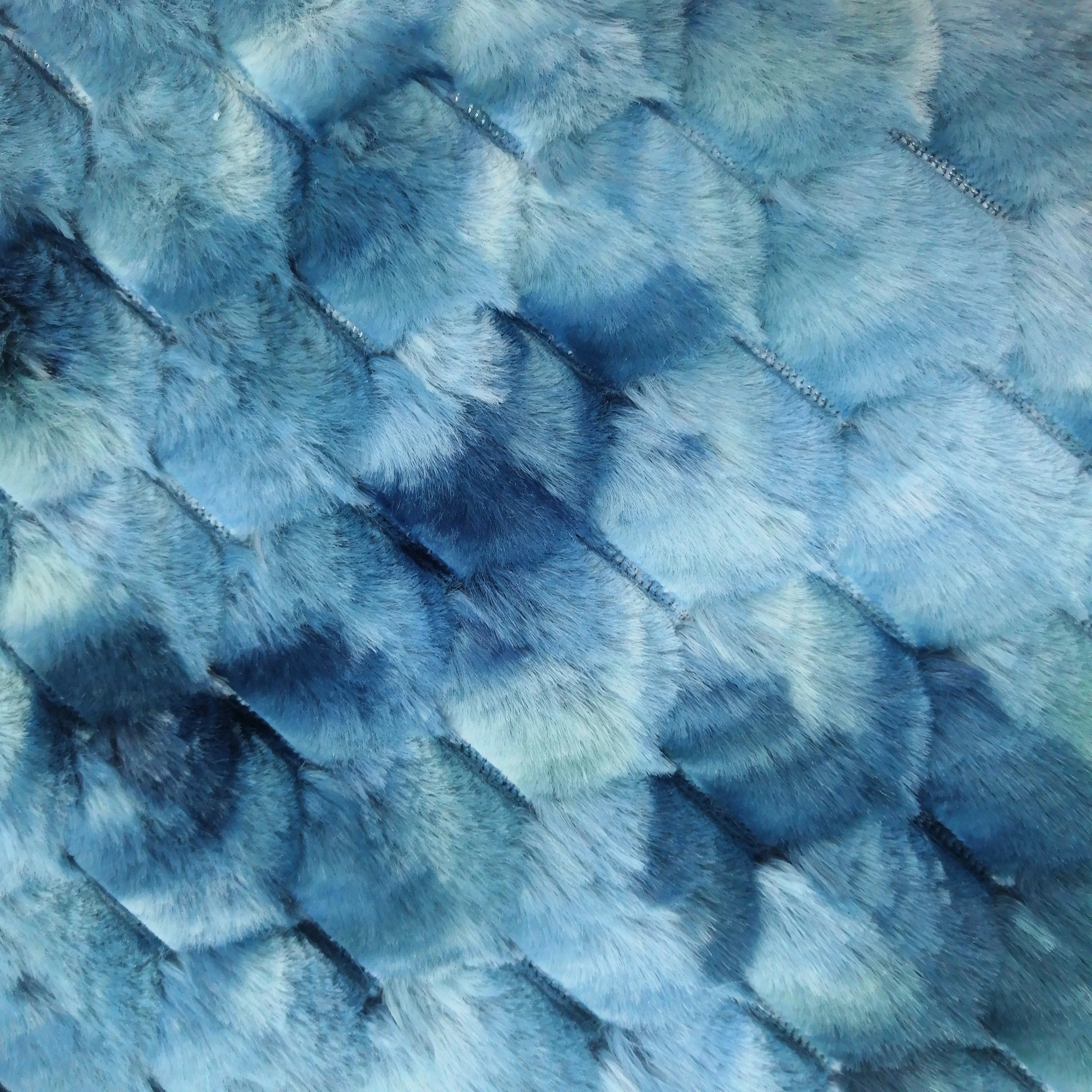 Pineapple jacquard tie dyed printed long hair rabbit fur fleece fabric for winter coat