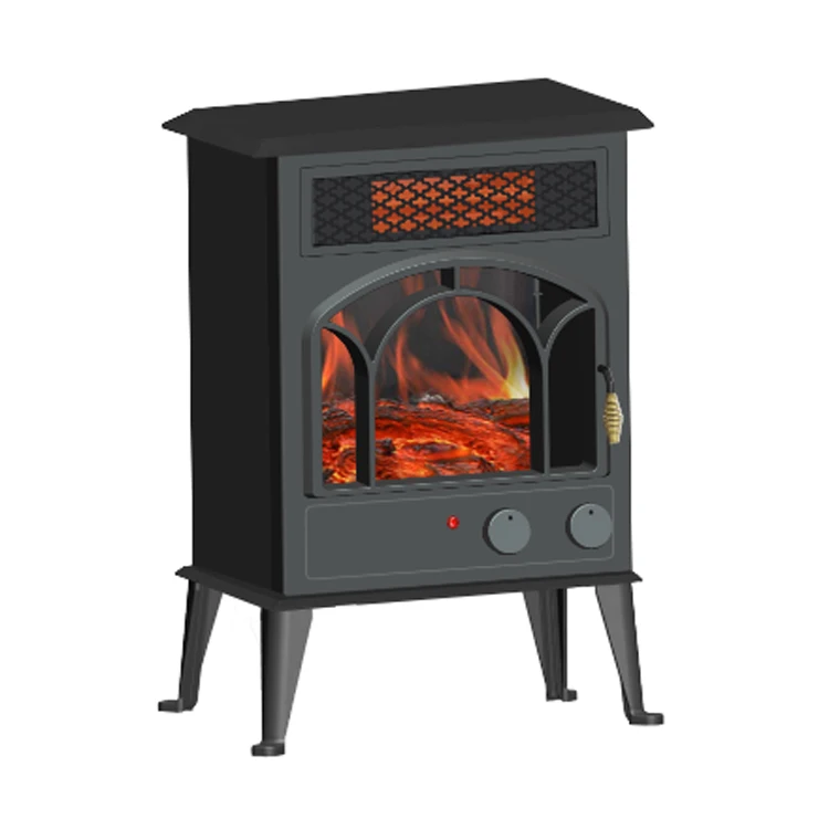 Household 1500W Freestanding Portable Electric Log Wood Burner Effect Electric Fireplace Stove Heater with Fire Flame Effect