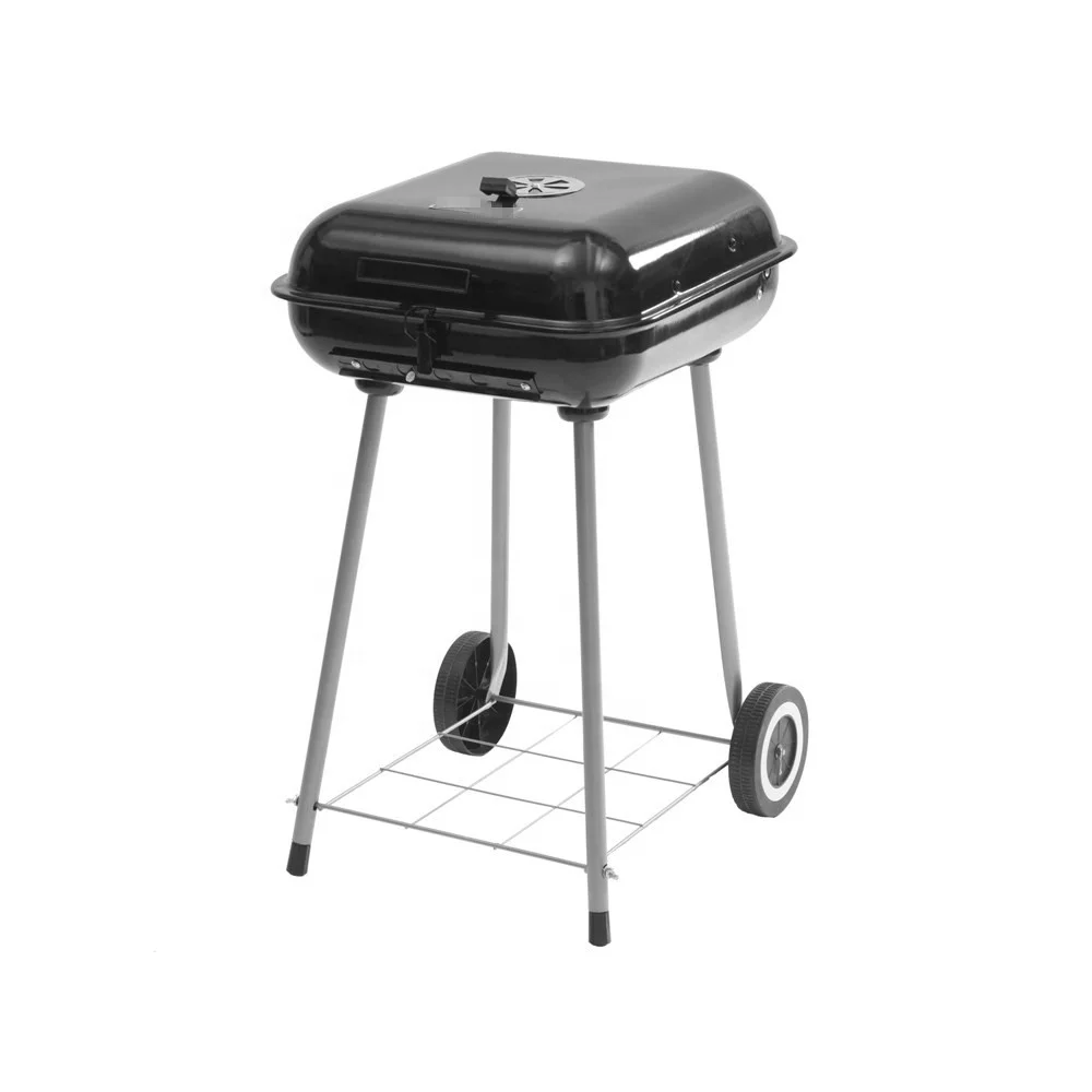 Portable bbq charcoal grill square trolly bbq grills