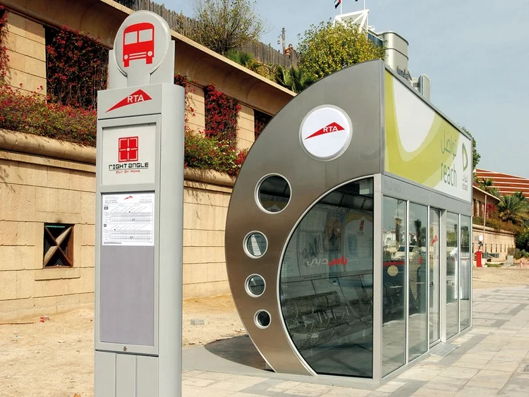 Smart Bus Shelter Air Conditioned Bus Station Closed Type Bus Stop With Advertising Light Box Outdoor in Dubai UAE