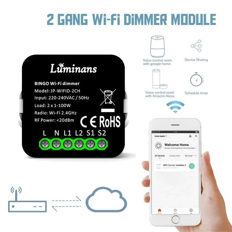 Шэньчжэнь Функция таймера умный беспроводной Zigbee диммер модуль без нейтрального Tuya Smart App управления