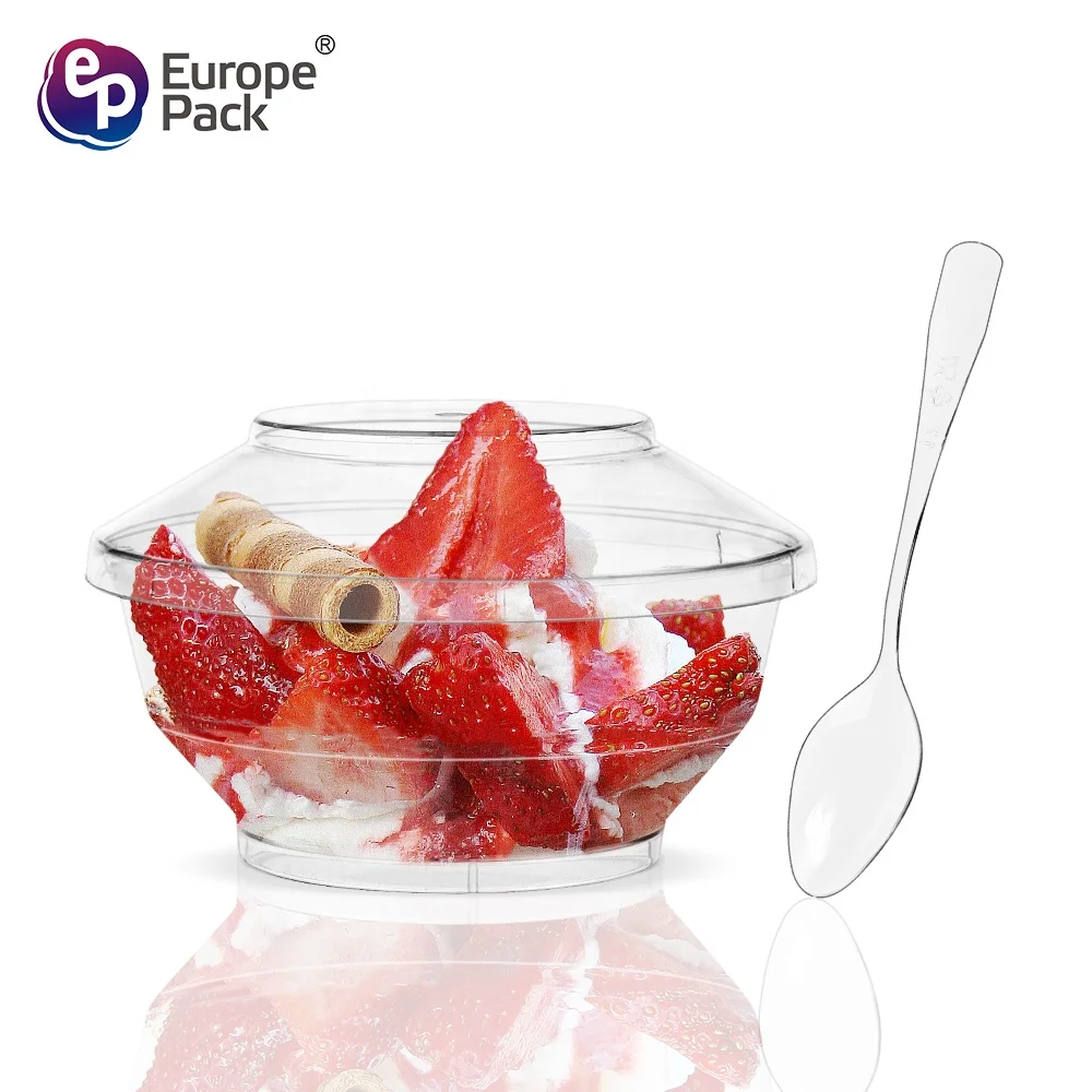 Набор многоразовых пластиковых пищевых мисок для фруктов, с крышкой и ложкой