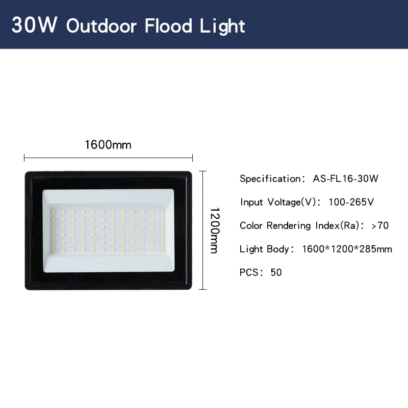 IP65 Waterproof Outdoor LED Flood Light 50W-400W Reflector with 10W Chip Holder 10-100W Flood Focos SKD/CKD