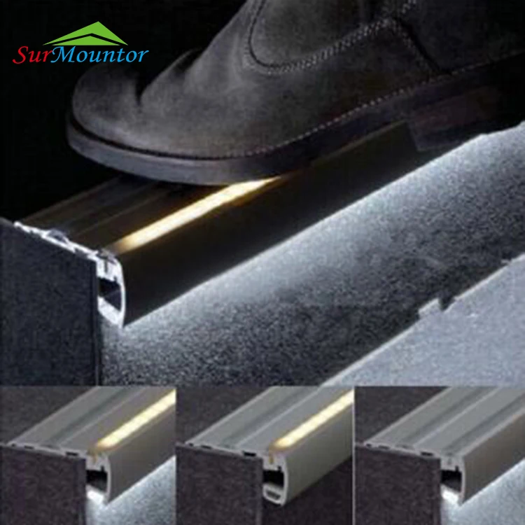 LED Lighted Aluminum Channel Profile For Stair Nosing Lighting