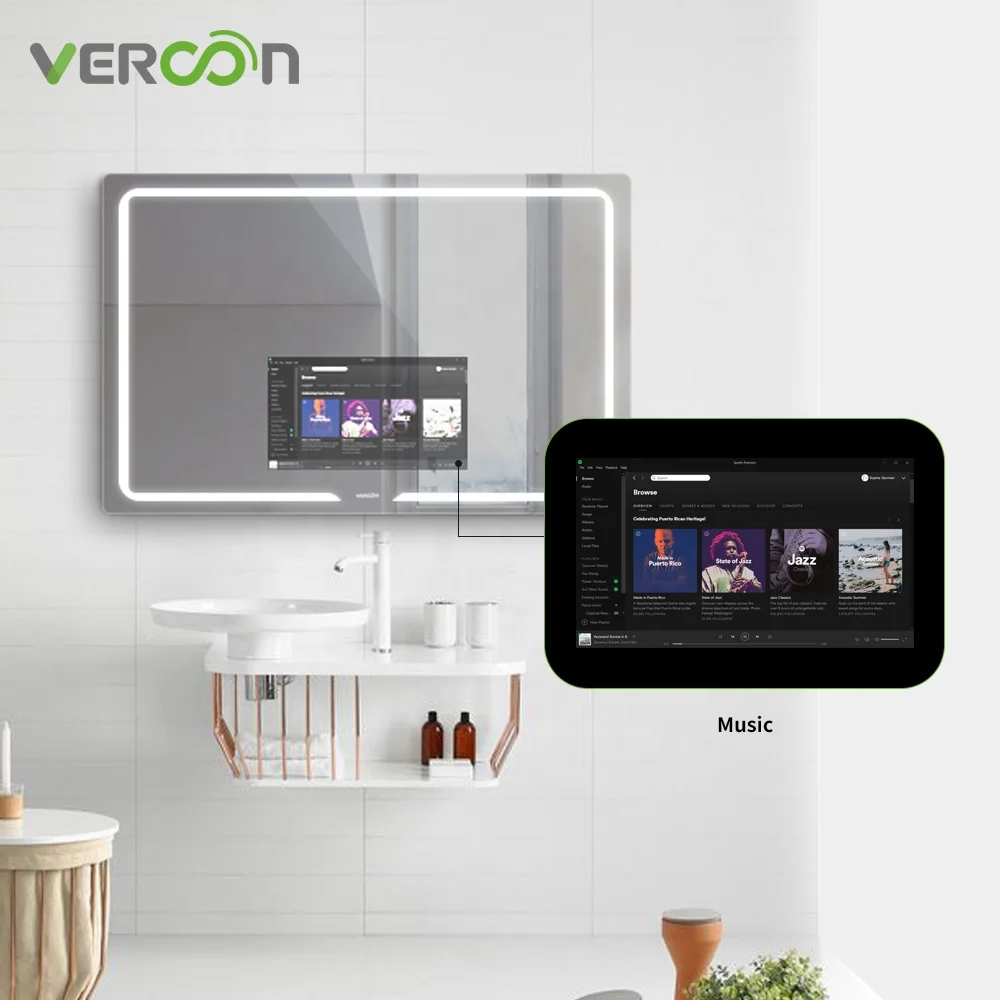 Chinese factory directly hot sale S40 bathroom mirror light led smart within Youtube music ESPN magic mirror