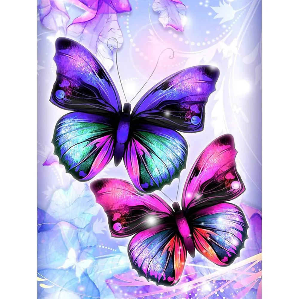 40x30cm DIY Butterfly  for Gift and Indoor Decoration with Full Covered Round Acrylic Diamond on Oil Canvas Diamond Painting