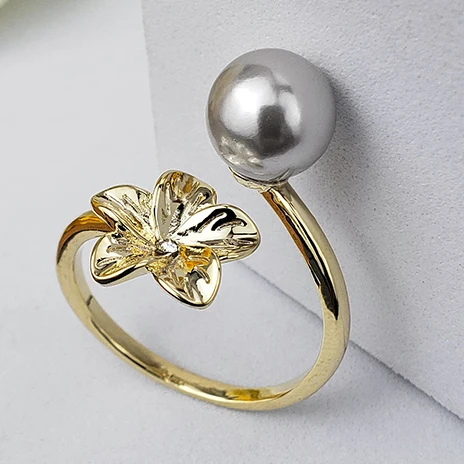 Hawaiian jewelry 18k Gold Natural  Pearl Rings Wedding Designs For Women