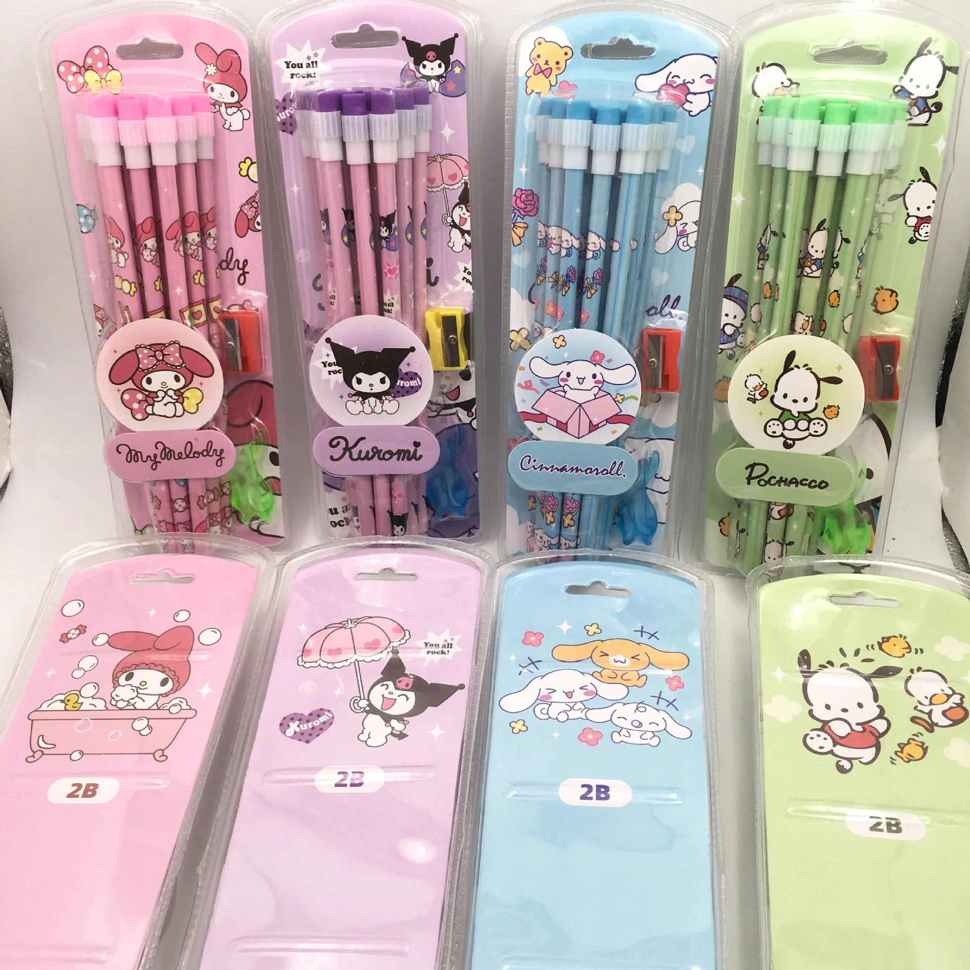 Kuromi School Stationery Pencil Set 12pcs/box KT Melody Cinnamoroll 2B