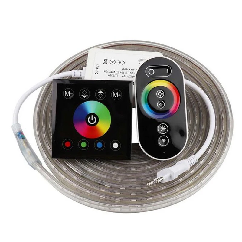 2 Finger Touch Remote control RGB LED Strip 110V 220V waterproof LED Strip Light 60 leds/m 5050 ribbon ledstrip stripe tape