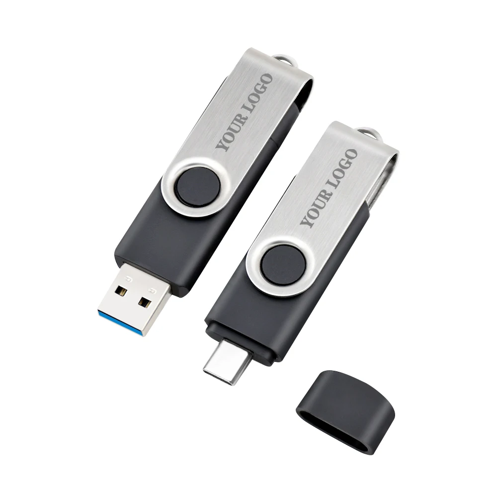 Swivel Metal USB Flash Drive Customized Logo Engraved Memory Stick Mini USB Case 16GB 32GB 64GB 128GB 256GB Stick Pendrive 3.0
