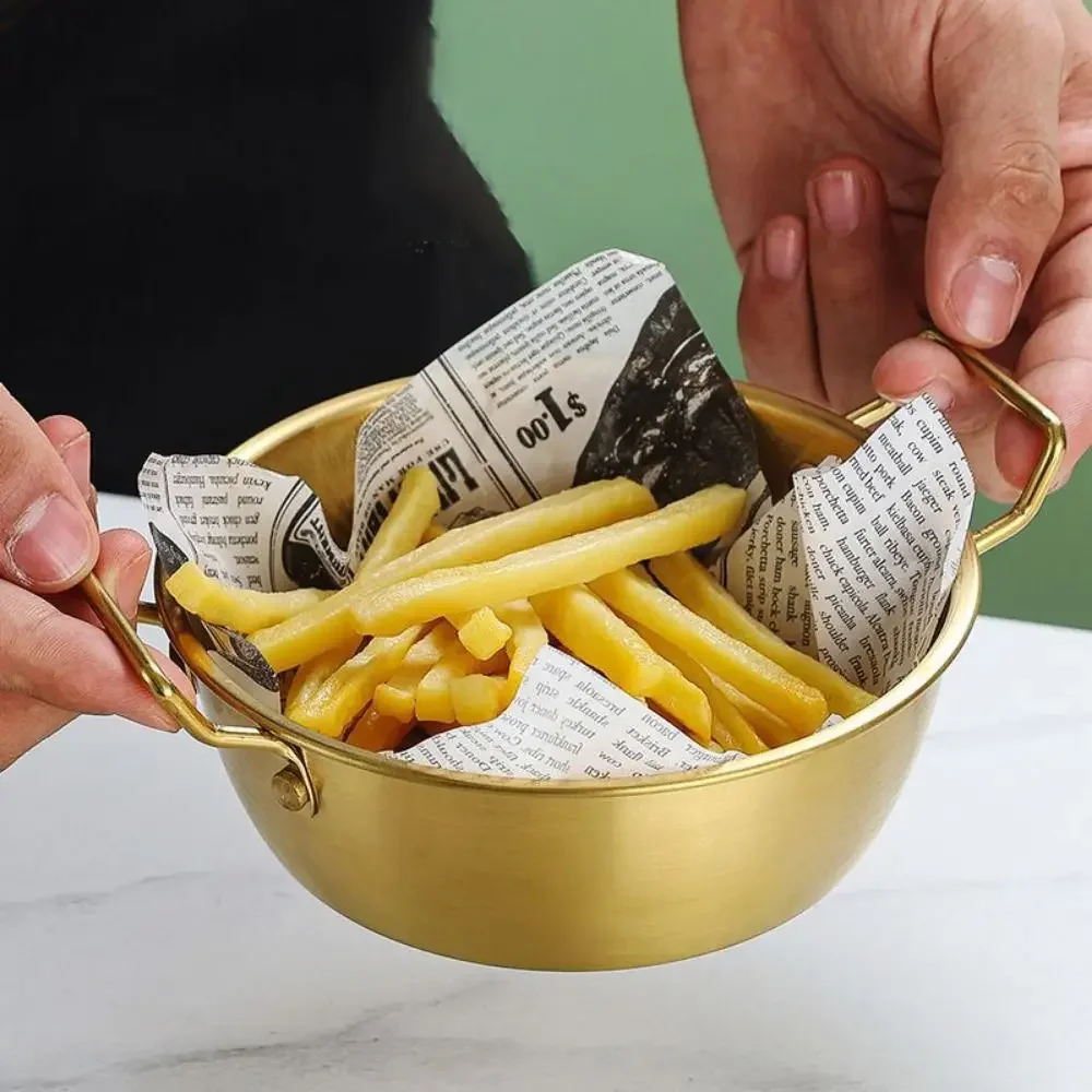 304 stainless steel Korean fries fried chicken bowl Western food double ear handle snack bowl Fruit salad rice wine bowl