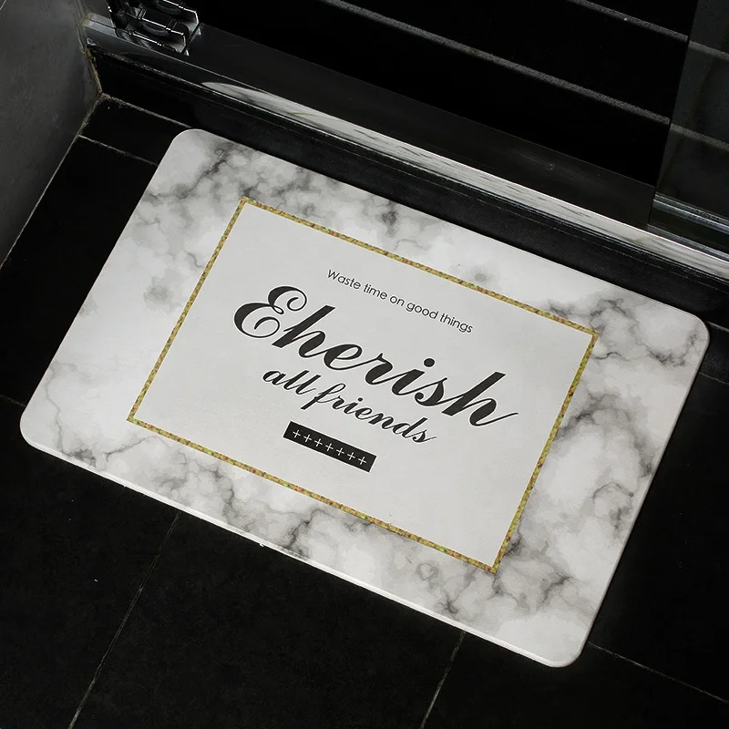 Marble Design Stone Version Diatomite Non Slip Bath Washable High Absorption Hard Diatom Bath Mat Foot Mat
