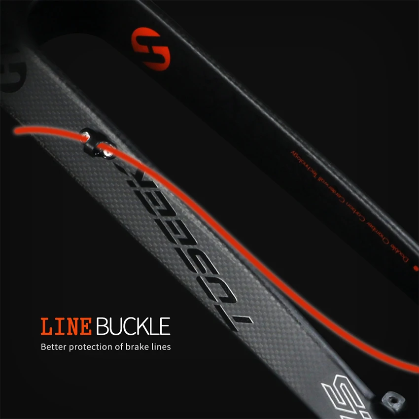 Original Production Toseek Straight Disc Brake 9*100mm Qr5-Color Bright Cursor Xc Rigid Bike Front Fork Carbon Fork Mtb