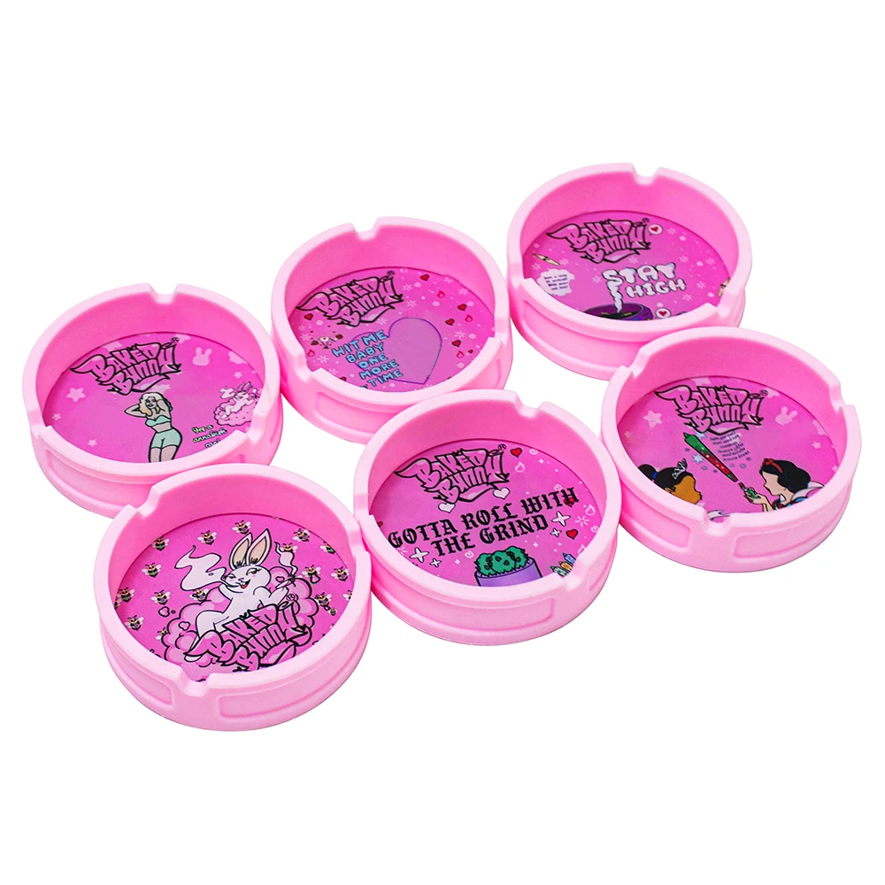 Portable Sublimation Pink Acrylic Cigar Ashtray With Lid Anti Smoke Funny Cute Designer Girly  Custom Logo Silicone Ashtray