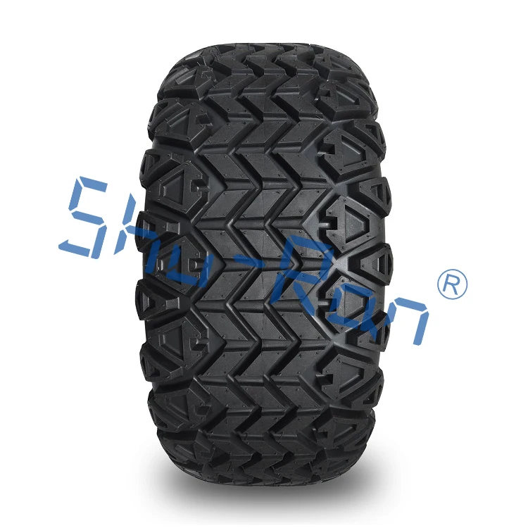 14' Golf Cart Machined/Glossy Black Wheels and 22x10-14 All Terrain Tires