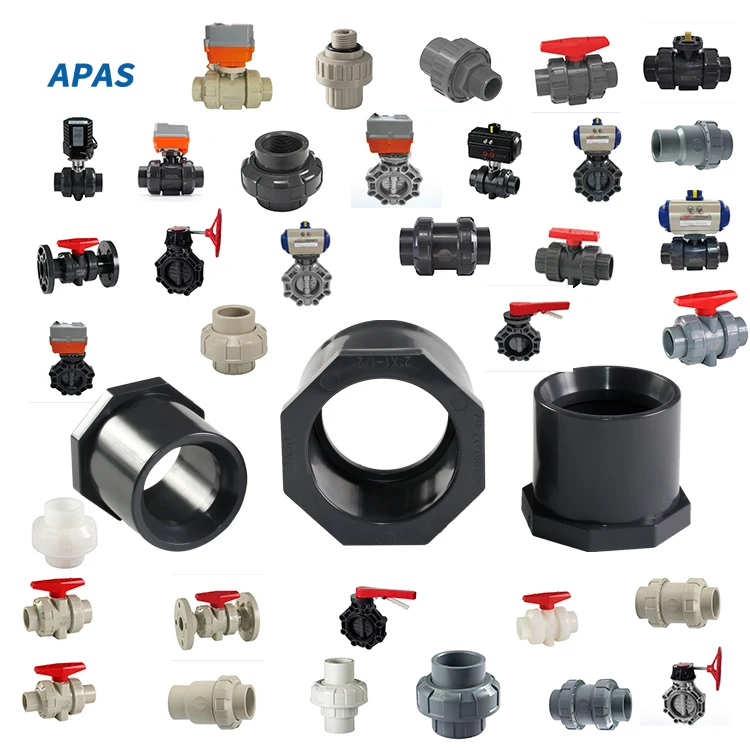 APAS Factory Direct ASTM SCH80 SCH40 Din Asni Jis Cns Pvc Pipe Fittings Compact Single Double Union Ball  Valve for water supply