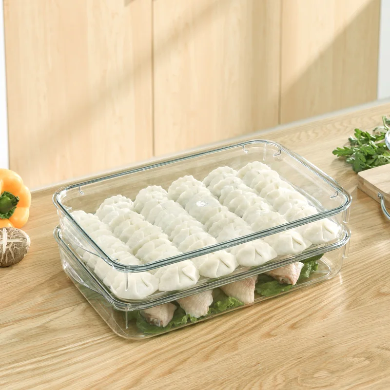 Refrigerator Storage Box With lid Multi Layer Large Capacity Plastic Storage Container