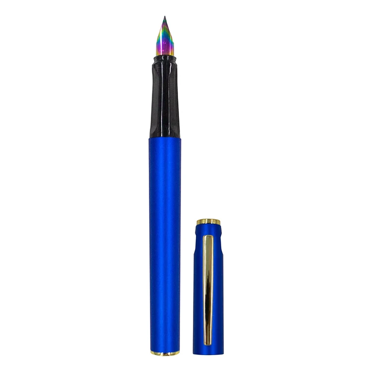 
New shape pen and new style gold clip 6 metallic color cap and barrel correction position PP or PET box plastic fountain pen 