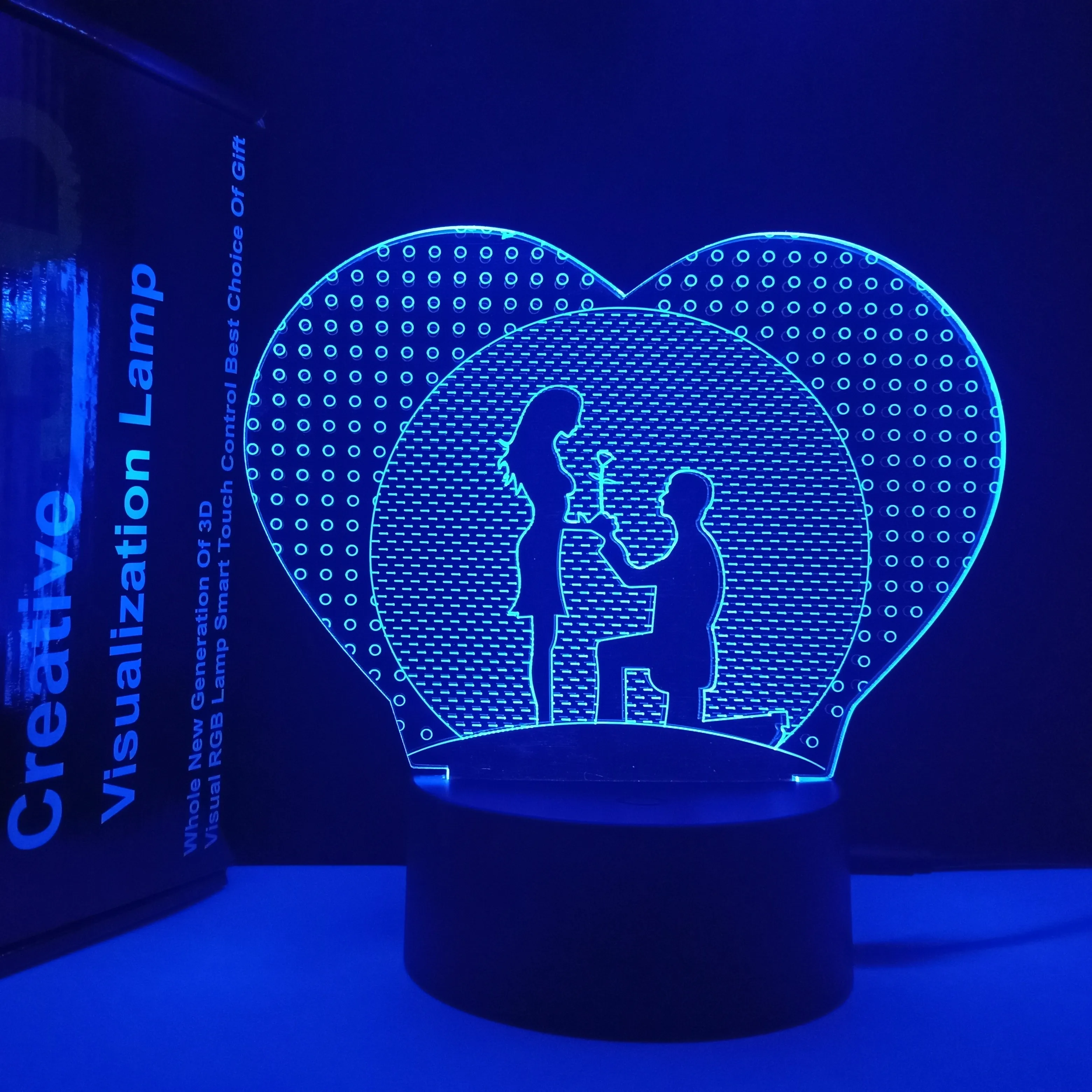 Wedding Decor 3D Night Light LED Heart Shaped 7 Colors Night Light Touch Remote Room Decor Bedside Lamp Gift for Wedding